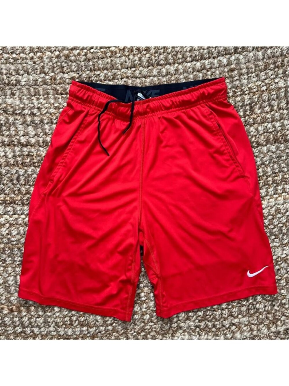 Nike Mens Red Athletic Gym Athletic Shorts Stretch Medium